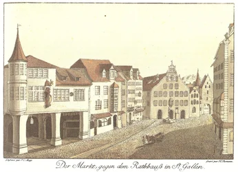 El Mercado hacia el Ayuntamiento en St. Gallen